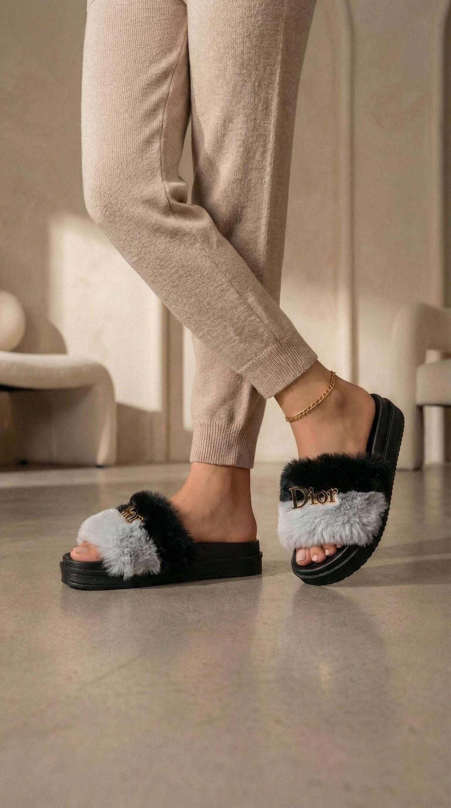 Faux Fur Platform Slippers - Eaze