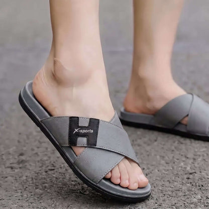 Men Cross Strap Slides