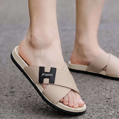 Men Cross Strap Slides