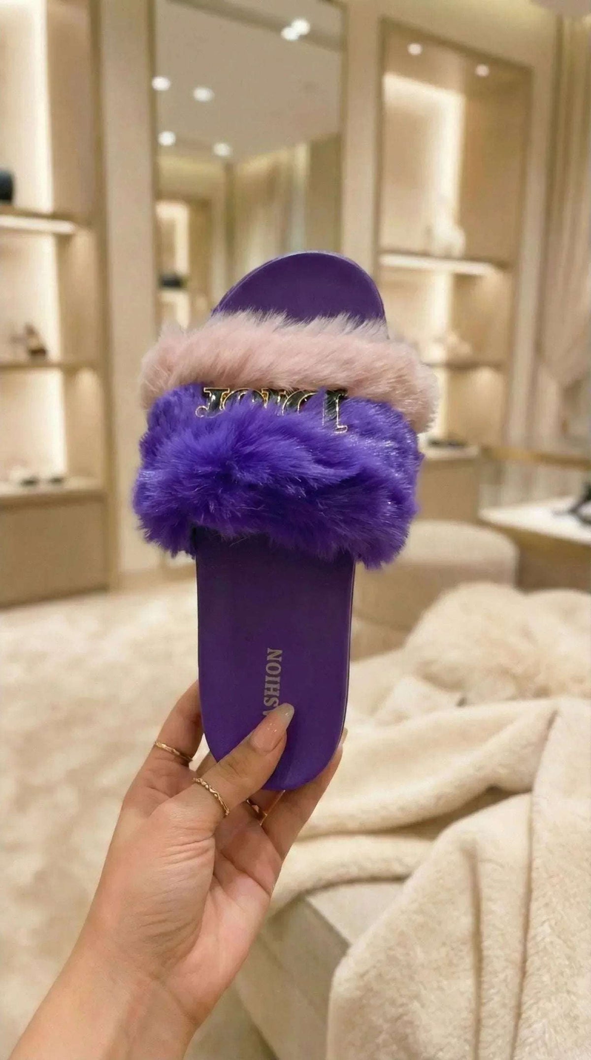 Faux Fur Platform Slippers - Eaze