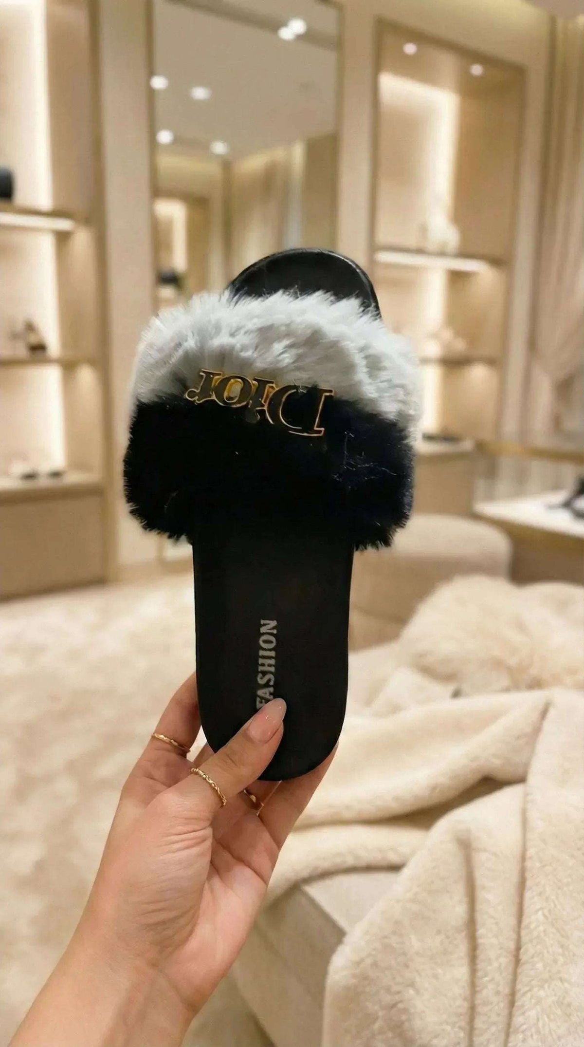 Faux Fur Platform Slippers - Eaze