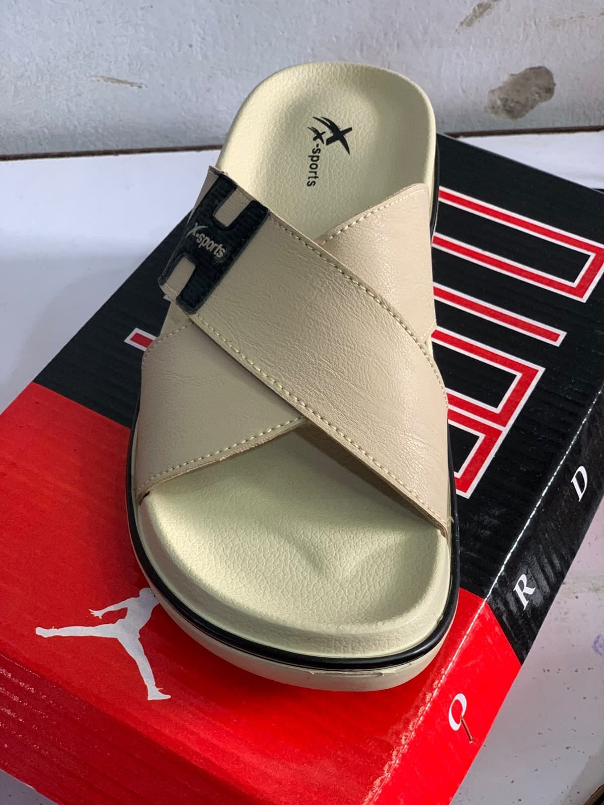 Men Cross Strap Slides (Rexene - Not Leather) Basic Qulaity