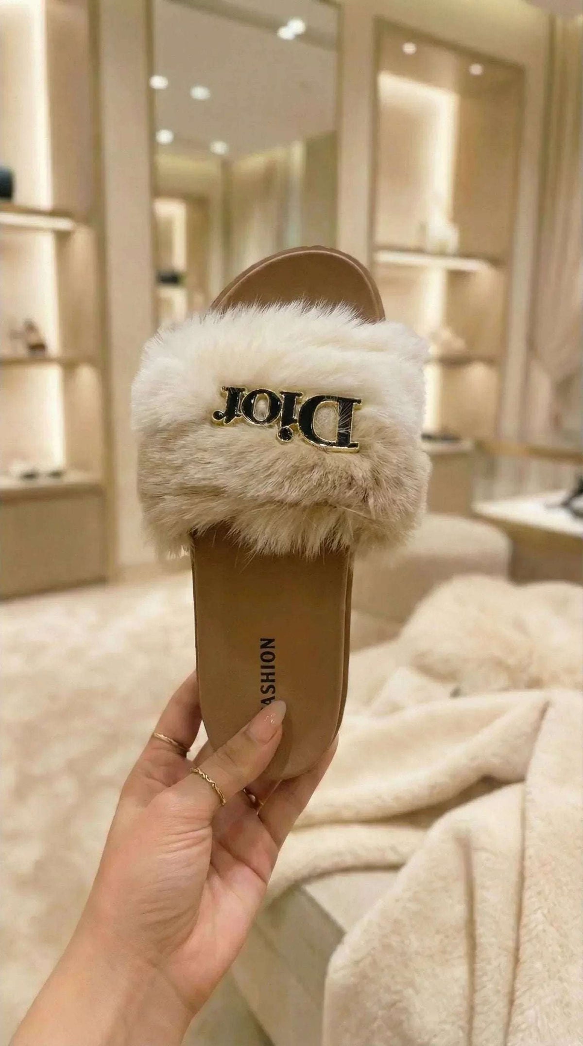 Faux Fur Platform Slippers - Eaze