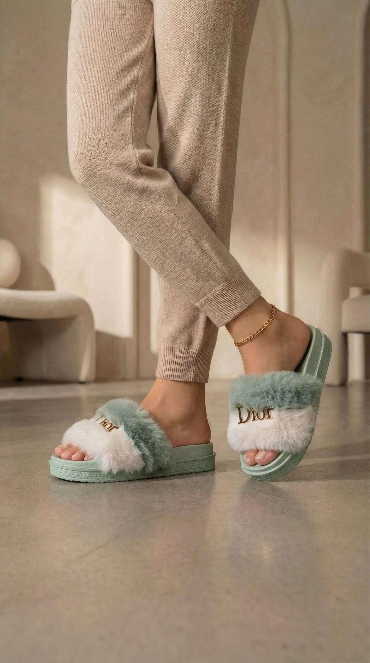 Faux Fur Platform Slippers - Eaze